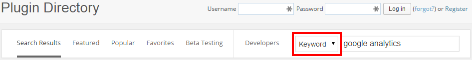 WordPress Directory Keyword Search